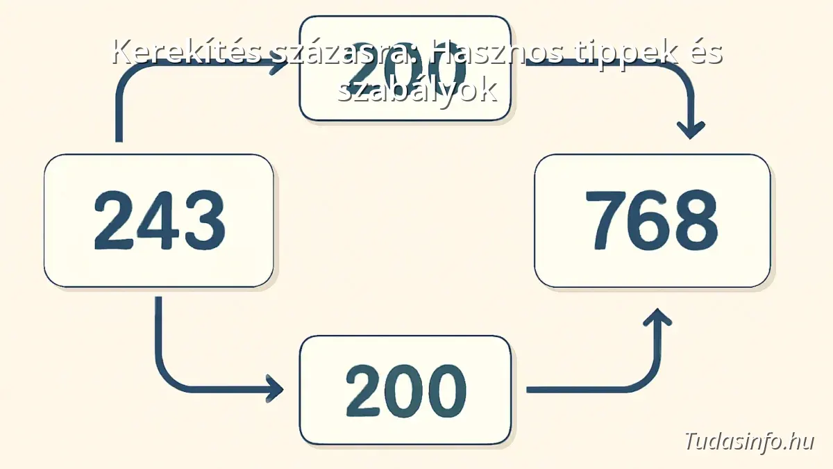 Rounding numbers to the nearest hundred illustrated with examples and arrows