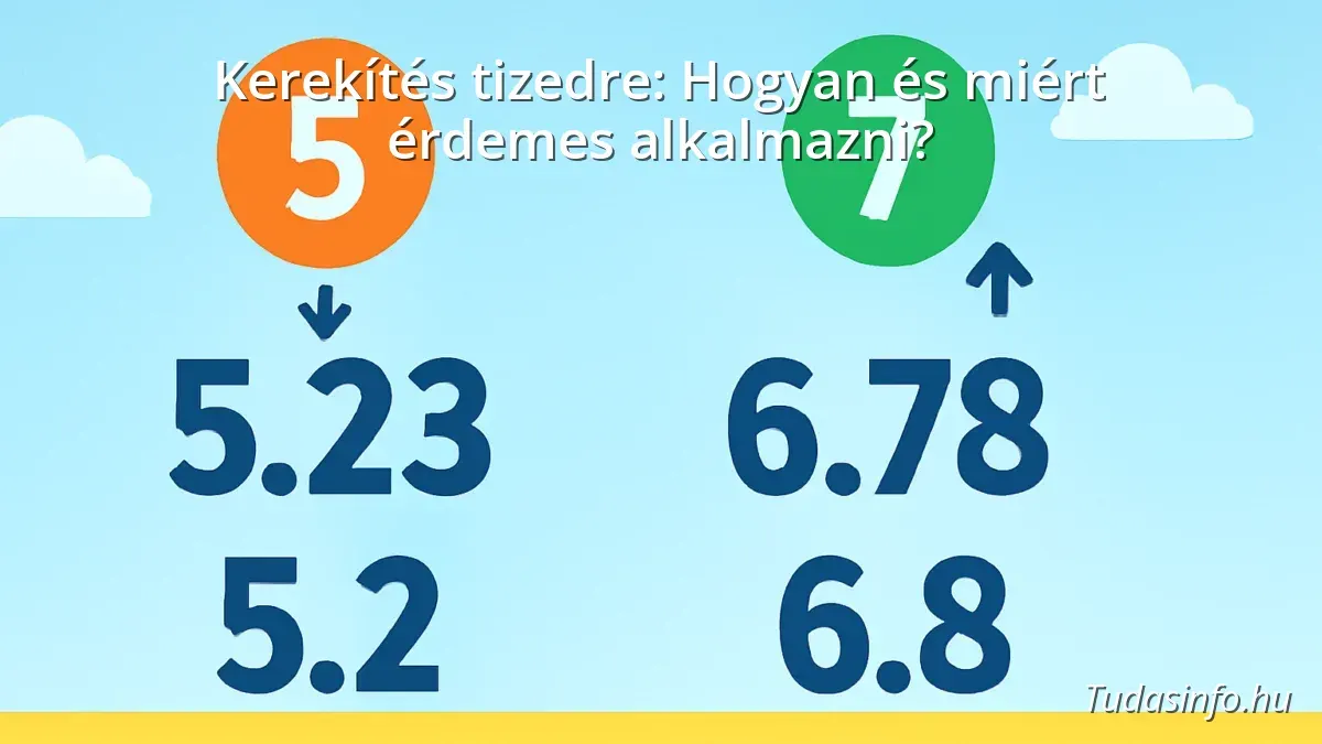Infographic showing how to round numbers to the nearest tenth with examples
